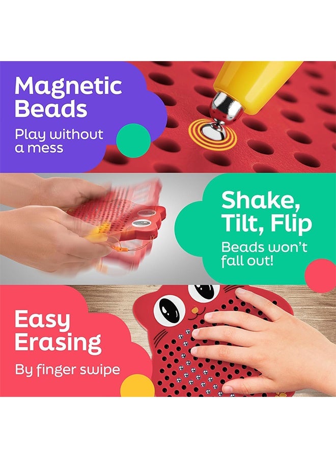 أجريون لوحة رسم مغناطيسية للاطفال والاطفال الصغار مع خرز وقلم ستايلس مغناطيسي لعبة سفر لأنشطة ركوب الطائرة والسيارة تنمية دماغ الاطفال (أحمر) - Image 4
