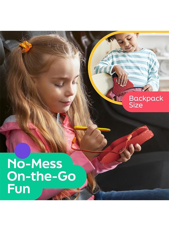 أجريون لوحة رسم مغناطيسية للاطفال والاطفال الصغار مع خرز وقلم ستايلس مغناطيسي لعبة سفر لأنشطة ركوب الطائرة والسيارة تنمية دماغ الاطفال (أحمر) - Image 3