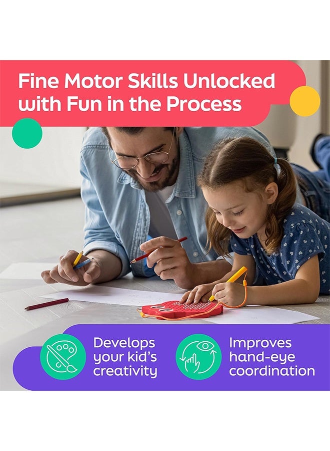أجريون لوحة رسم مغناطيسية للاطفال والاطفال الصغار مع خرز وقلم ستايلس مغناطيسي لعبة سفر لأنشطة ركوب الطائرة والسيارة تنمية دماغ الاطفال (أحمر) - Image 2