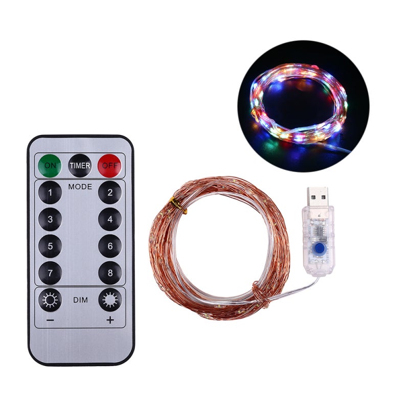 Portable Decorative Lighting: 50 Energy Saving Mini Bulbs, Remote Control Easy Operation - 8 Light Functions, USB Charge for Versatile Indoor Outdoor Use - Image 1
