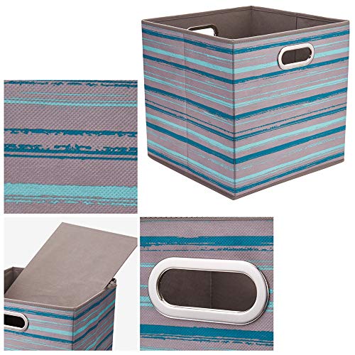 HSDT3 Cube Storage Bins Teal Stripes Gradient Lines 10.5x10.5x11 Inch Foldable Whale Coastal Print Fabric Half Storage Basketes for Home Organizers Storage Drawer,QY-SC12-3,Navy Blue-Whale(Set of 6) - Image 4