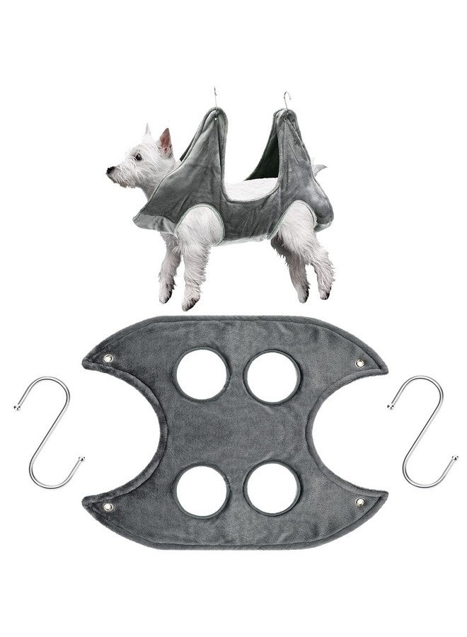 Shappy Dog Grooming Hammock Harness Pet Hammock Helper Towel Dog Restraint Bag Cat Grooming Sling Holder for Nail Trimming Clipping Bathing Washing(Small,Gray) - Image 1