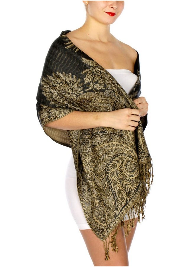 SERENITA - Pashmina Scarf For Women Large Cashmere Feel Big Paisley Rave Shawl Wraps, Soft Scarves Travel Accessories - Image 1