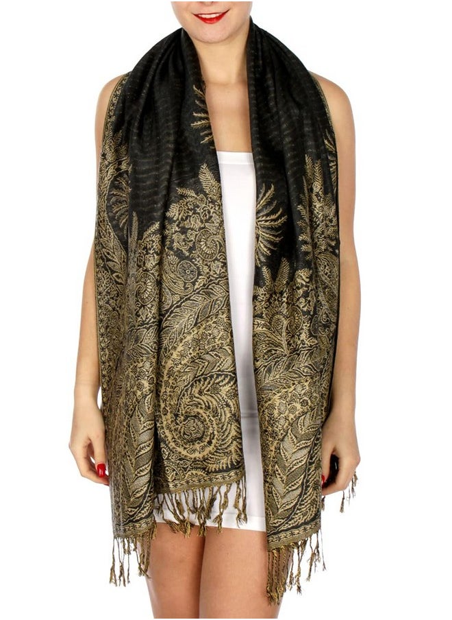 SERENITA - Pashmina Scarf For Women Large Cashmere Feel Big Paisley Rave Shawl Wraps, Soft Scarves Travel Accessories - Image 1