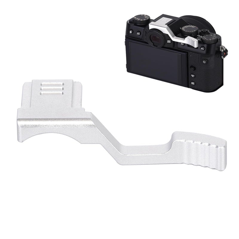 SZZCNOX Metal Thumbs Up Grip Compatible with Fuji Fujifilm XT30IIIXT20IIIXT10IIIXT30IIXT20II XT10IIXT30XT20XT10XT50 Mirrorless Cameras Thumb Rest Support with Hot Shoe Cover Silver - Image 2
