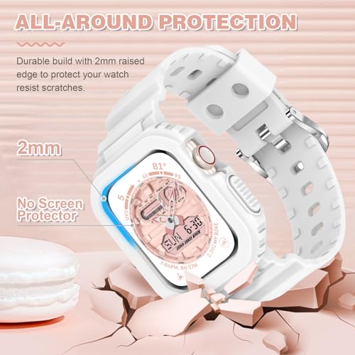 XYF Compatible for Crystal Clear Apple Watch Bands, 45mm 44mm 42mm Bumper Case for Men Women Jelly Sport Cover Strap for iWatch Ultra 3 2 Series 11 10 9 8 7 SE 6 5 4 3 (Matte White, 42/44/45) - Image 5