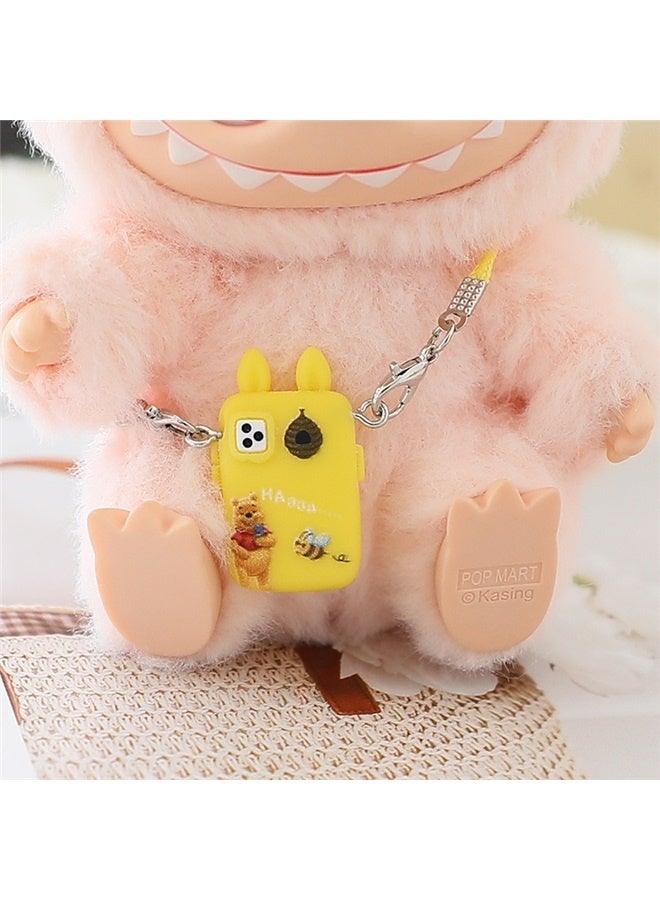 Doll Clothes Compatible with 15cm & 17cm (No Doll Included), Cute Fashion Doll Dress Overalls Set 5 Pieces Suitable for La bubu Accessories, Dress Up Hats Clothes for Labubu Doll Yellow  - Image 4
