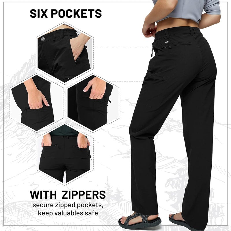 MIER Women's Quick Dry Cargo Pants Lightweight Tactical Hiking Pants with 6 Pockets, Stretchy and Water-Resistant - Image 4