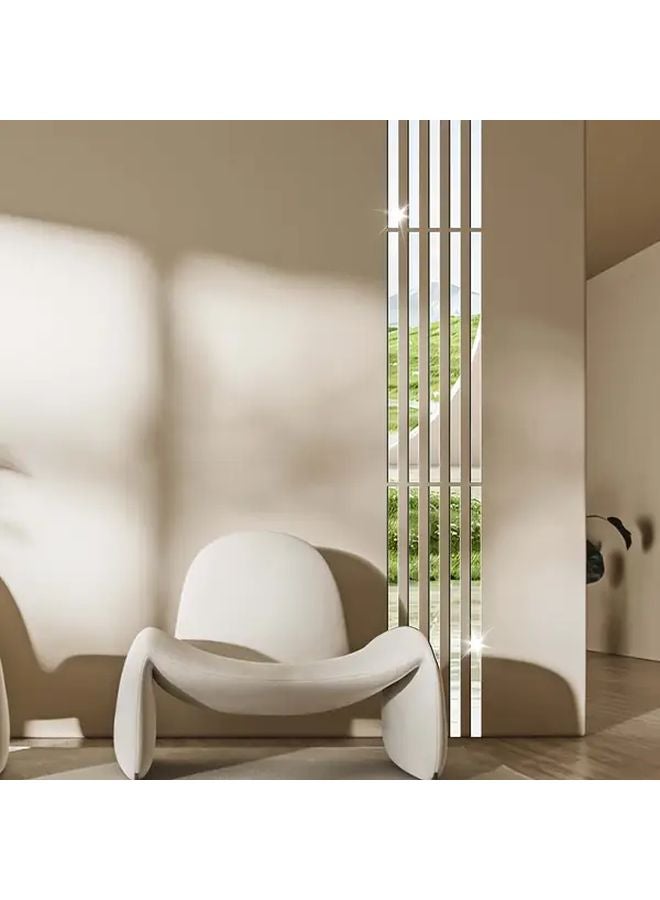 Silver Self Adhesive Removable Mirror Stripe Wall Decal 1.18x13.78 Inch For Home Decor - Image 1