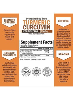 BioSchwartz Turmeric Curcumin with BioPerine 1500mg - Natural Joint Support with 95% Standardized Curcuminoids & Black Pepper Extract for Ultra High Absorption & Potency - Non GMO - Gluten Free - 90 Capsules  - Image 3
