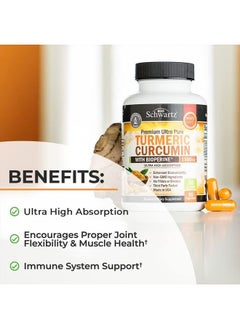 BioSchwartz Turmeric Curcumin with BioPerine 1500mg - Natural Joint Support with 95% Standardized Curcuminoids & Black Pepper Extract for Ultra High Absorption & Potency - Non GMO - Gluten Free - 90 Capsules  - Image 4
