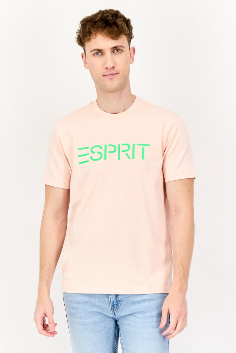 ESPRIT Men Crew Neck Short Sleeves Graphic Print T-Shirt, Pink - Image 1