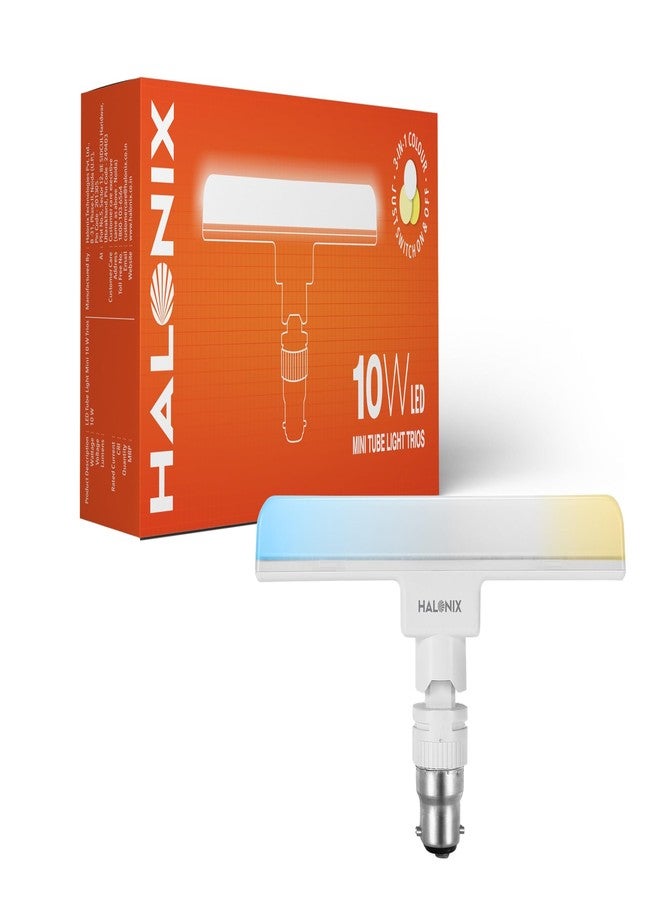 Halonix 10 Watts Trio 3-in-1 color B22d LED bulb Mini tube Light| Color- White, Off White, Yellow | Switch on-Switch off to change color| Pack of 1 - Image 1