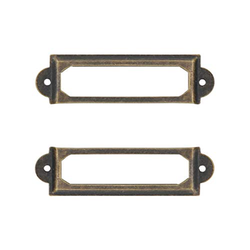 Adiyer 40-Pack Office Library File Drawer Cabinet Card Tag Label Holder Metal Frame (Antique Bronze) - Image 1
