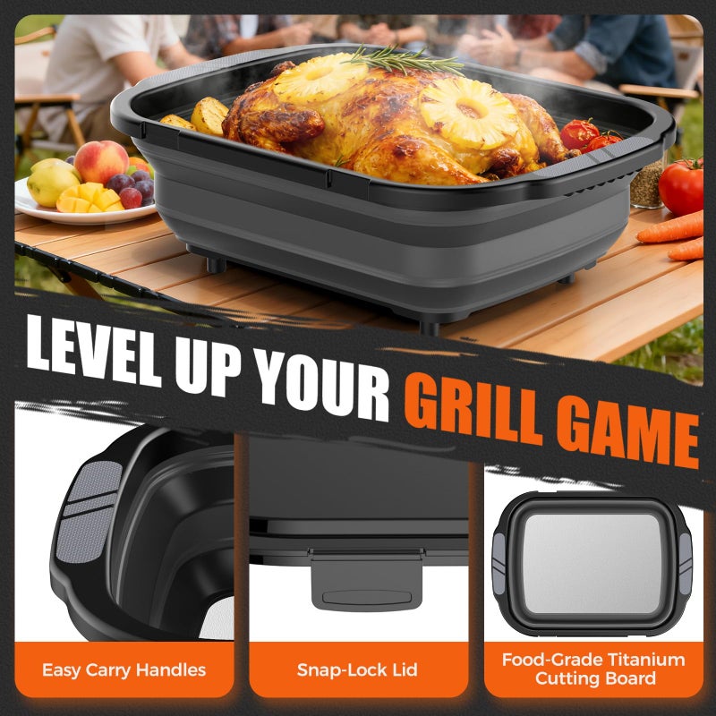 sufkodu BBQ Prep Tub,Built-in Titanium Cutting Board, Large-Capacityï¼ˆ5.3Gal/20Lï¼‰ Foldable Cutting Board, with Locking Lid, Strong Sealing and Leak-Proof Design. Suitable for Kitchen and Outdoorã€‚ - Image 5