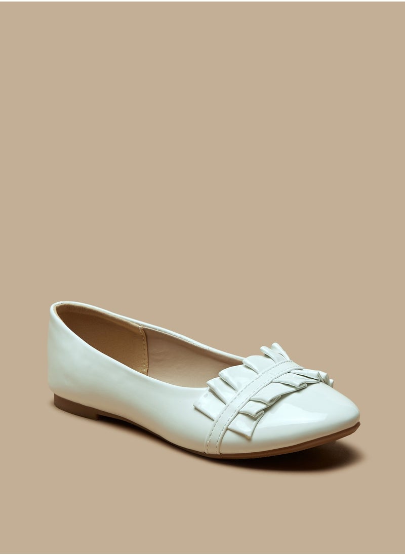 Flora Bella By Shoexpress - Girls Solid Slip On Ballerina Shoes with Ruffle Detail - Image 1