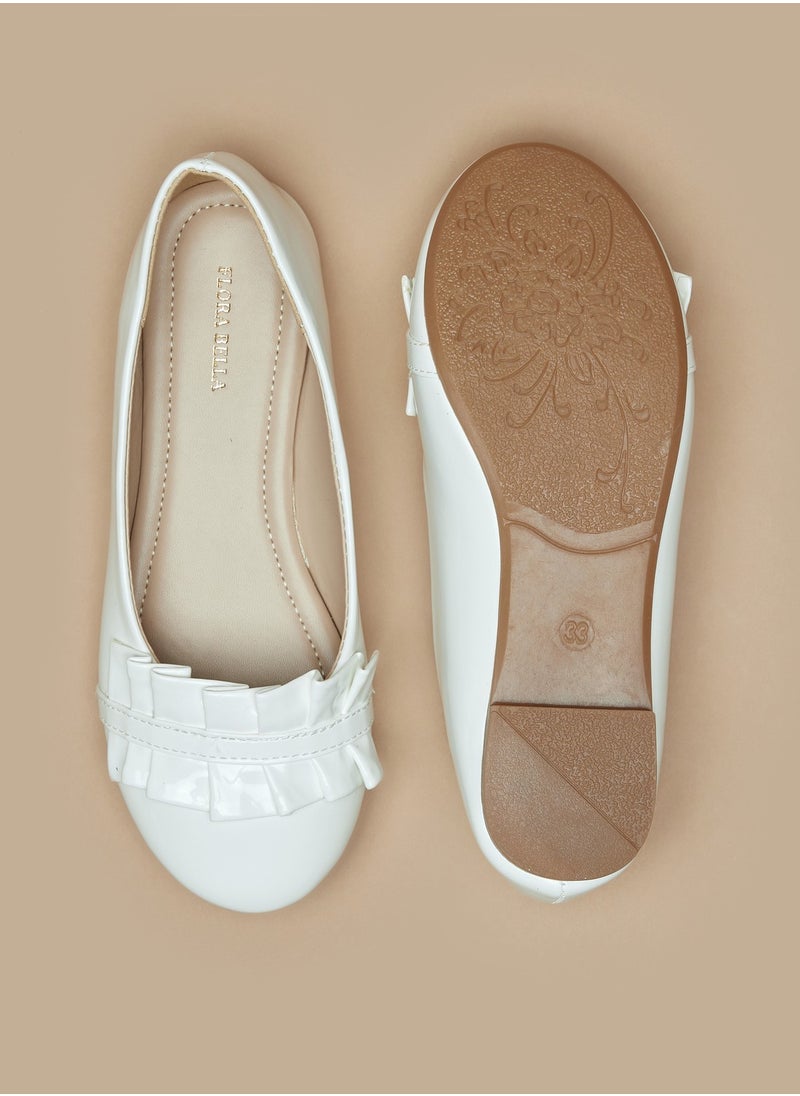 Flora Bella By Shoexpress - Girls Solid Slip On Ballerina Shoes with Ruffle Detail - Image 1