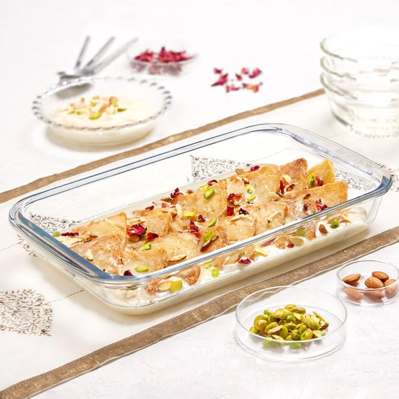 بوروسيل Borosil Rectangular Baking Dish 2.2 Liter - Borosilicate Oven Proof Cookware clear 2.2Liters - Image 4