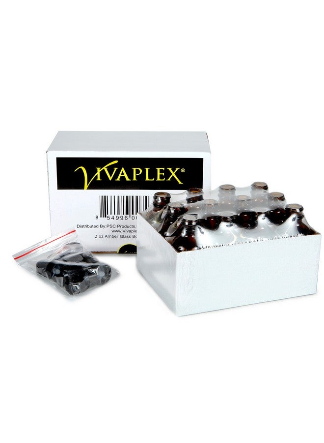 Vivaplex , 12, Amber, 2 Oz Glass Bottles, With Lids - Image 3