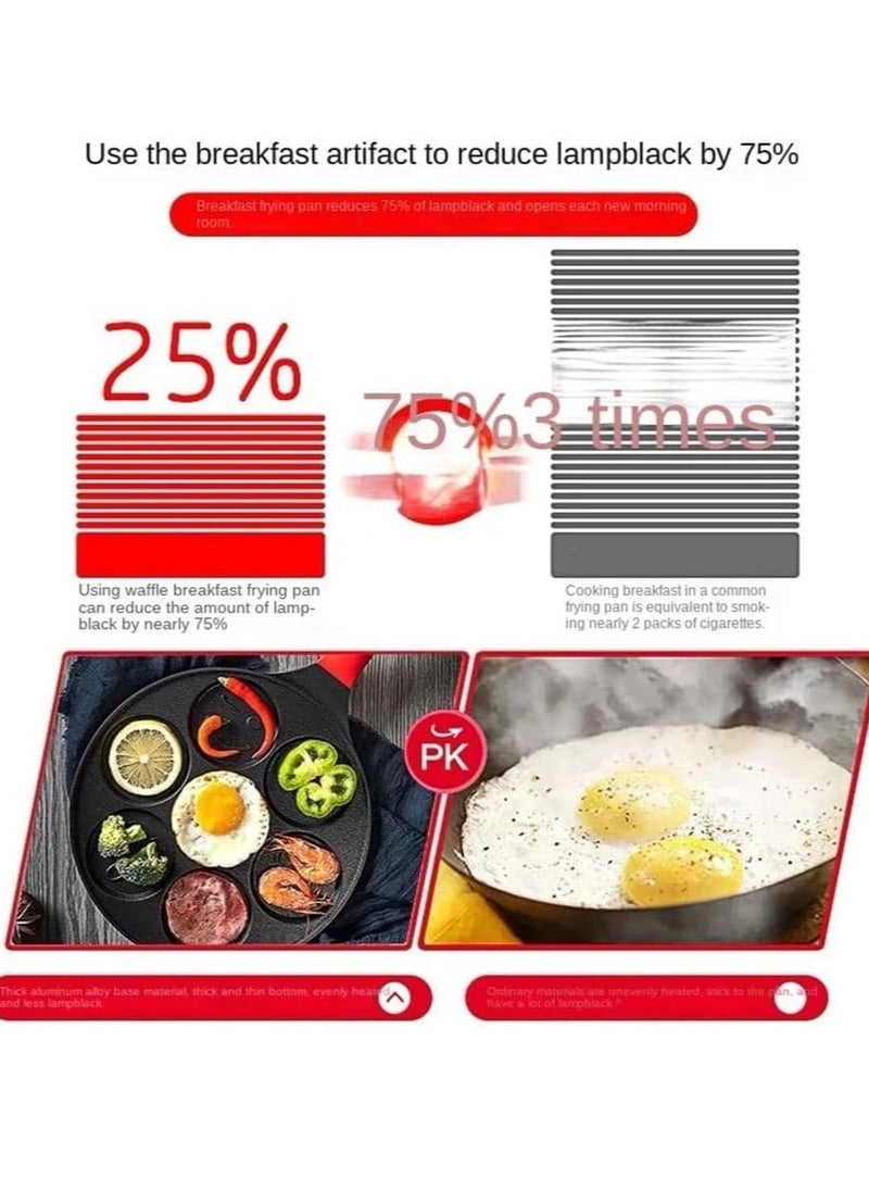 Najwa - Pancake Pan Nonstick, With 7 Animal Pattern, Egg Frying Pan Pancake Pan Mold, Grill Pan Mini Crepe Maker For Large Meals, Frying, Steak And Breakfast,Red - Image 1