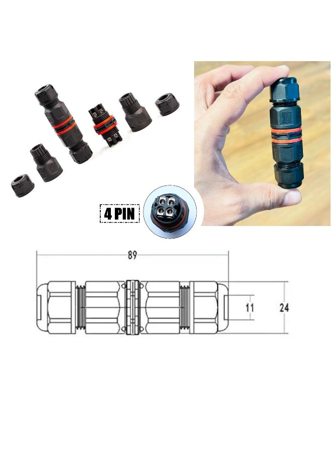 melfi Melfi Outdoor IP68 Waterproof Connector - 250V 16A Cable Wire for Gland Sleeve, Garden, Construction, and Plant Use | Fire Retardant, Suitable for 6-12mm Wire Diameter (IP68-4PIN, 3PCS)  - Image 2