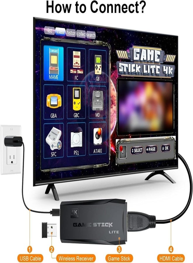 DOMENICO Wireless video games for tv gaming Retro gaming console with Game Stick Plug & Play TV Video Game Set for 2 player with 15Emulator for Kids & Old School Station Video Game - Black - Image 4
