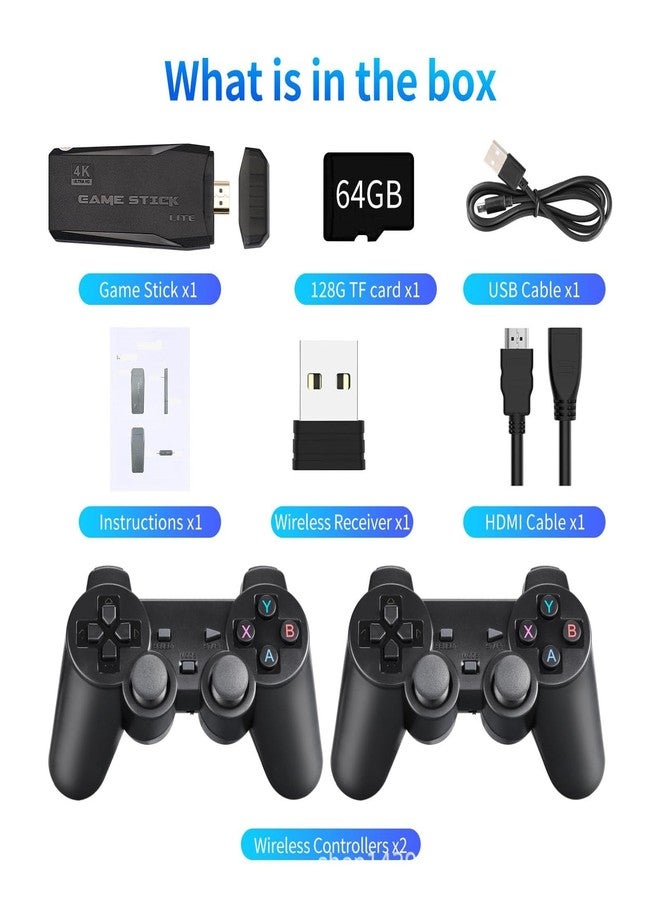 DOMENICO Wireless video games for tv gaming Retro gaming console with Game Stick Plug & Play TV Video Game Set for 2 player with 15Emulator for Kids & Old School Station Video Game - Black - Image 2