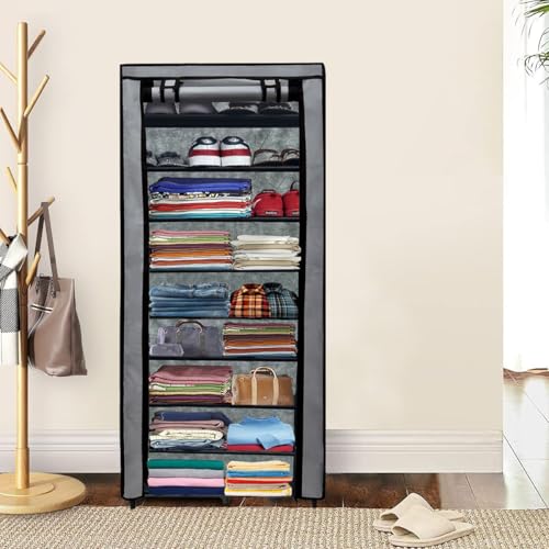 RAXON WORLD 9 Layer Grey Space-Saver Collapsible Wardrobe: Maximize Your Space with Style - Image 5