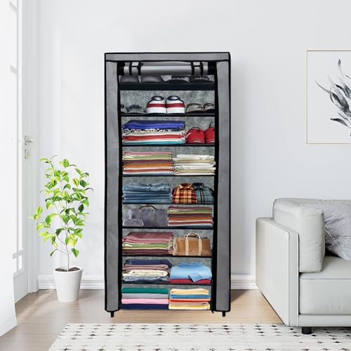 RAXON WORLD 9 Layer Grey Space-Saver Collapsible Wardrobe: Maximize Your Space with Style - Image 1