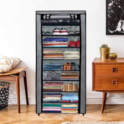 RAXON WORLD 9 Layer Grey Space-Saver Collapsible Wardrobe: Maximize Your Space with Style - Image 4