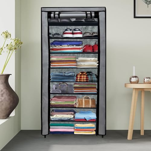 RAXON WORLD 9 Layer Grey Space-Saver Collapsible Wardrobe: Maximize Your Space with Style - Image 2