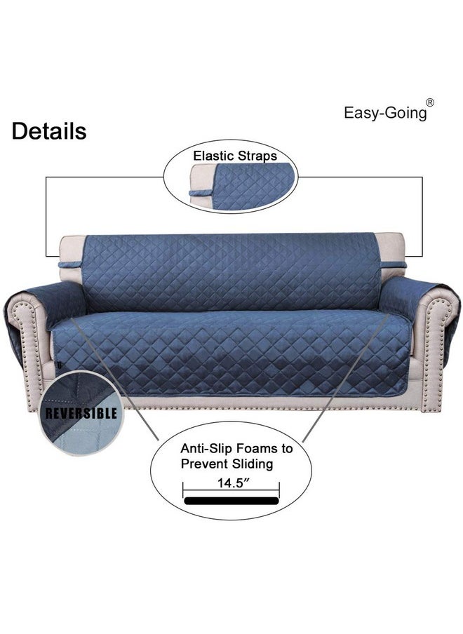 Easy-Going Easy-Going Reversible Couch Cover for 3 Cushion Couch Sofa Cover for Dogs Water Resistant Furniture Protector Cover with Foam Sticks Elastic Straps for Pet Cat (Sofa, Dark Blue/Light Blue)  - Image 2