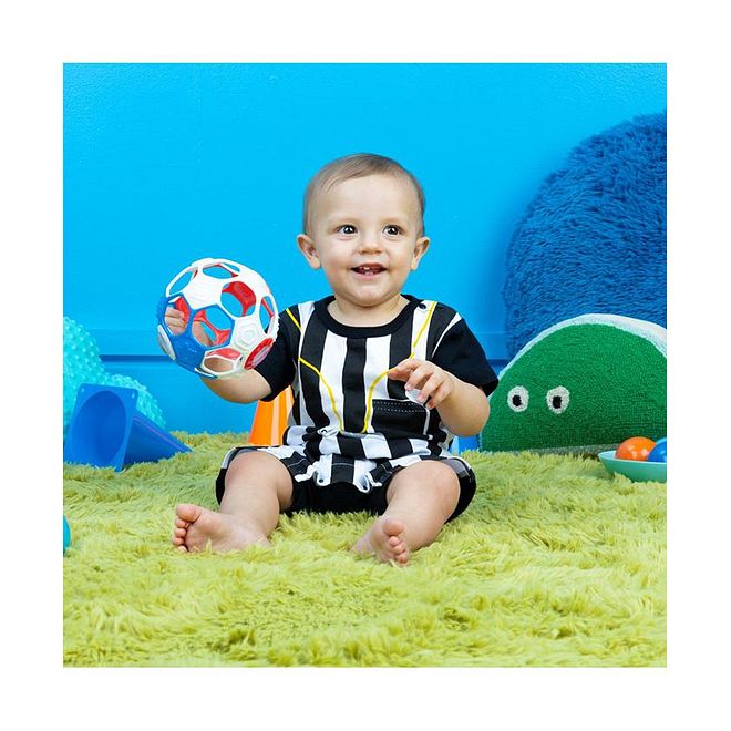 Bright Starts Oball Grippin Goals Rattle Soccer Ball, Easy to Grasp, BPA Free, Vibrant Color, 0 Months+, 12 x 12 cm - White/Red - Image 4