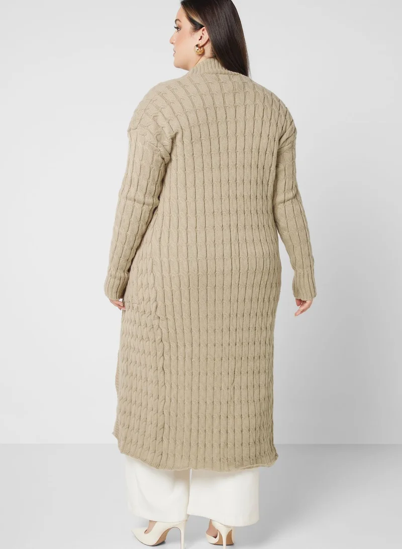 Ella Plus Longline Cable Knit Cardigan