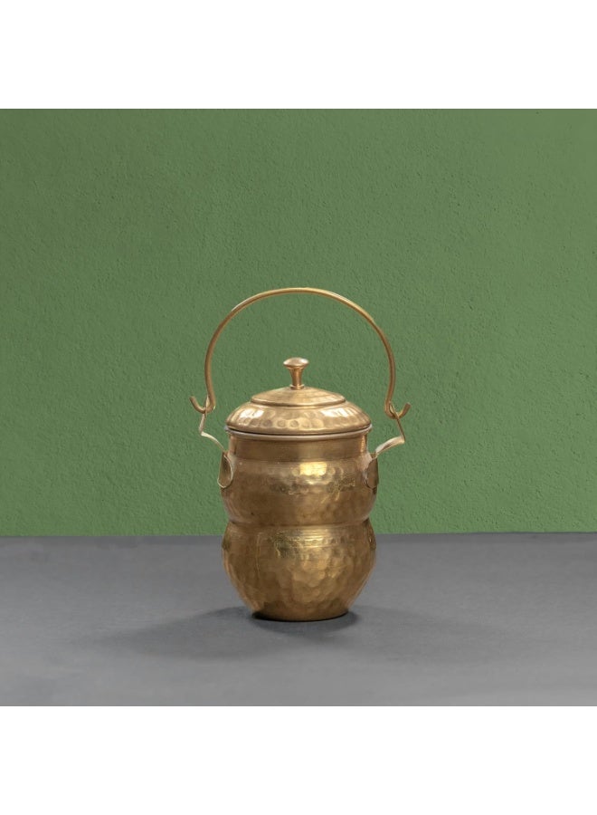 Zishta وعاء Zishta النحاسي لتخزين السمن - صغير | مثالي لتخزين السمن والزيوت | مطلي بالقصدير ومزود بغطاء | مشكّل يدوياً بالطرق | السعة: 500 مل - Image 1