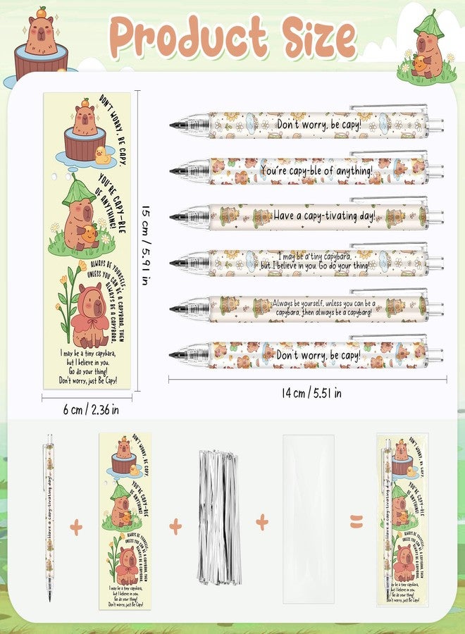 Dunzoom 48 Sets Capybara Party Favors Bulk 0.5mm Cute Capybara Mechanical Pencils with Bookmarks Cartoon Retractable Pencils Employee Appreciation Gifts for Coworkers Teachers Office Staff Nurses Gifts - Image 2