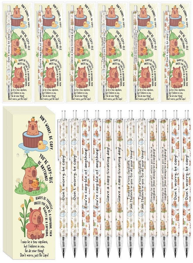 Dunzoom 48 Sets Capybara Party Favors Bulk 0.5mm Cute Capybara Mechanical Pencils with Bookmarks Cartoon Retractable Pencils Employee Appreciation Gifts for Coworkers Teachers Office Staff Nurses Gifts - Image 1