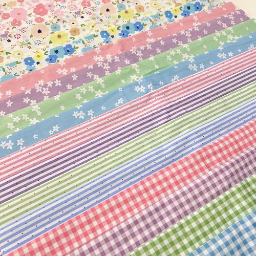 LMAEZNER 7Pcs 20" x 20" Cotton Fabric DIY Making Supplies Quilting Patchwork Fabric Fat Quarter Bundles DIY for Quilting Cotton Patchwork Cushions (16pcs Mix Flowers, 20 x 20 inches) - Image 1