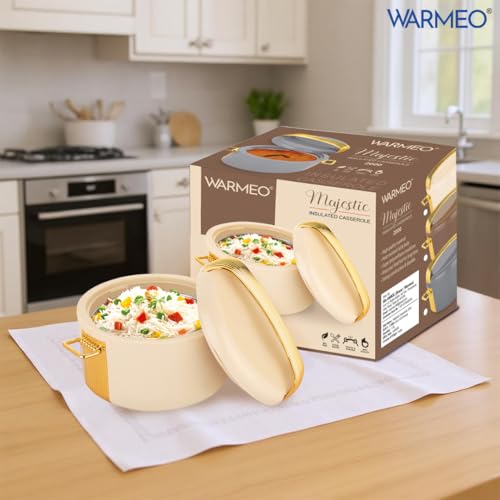 WARMEO Majestic Inner Stainless Steel Casserole 1200ml Ivory | PU Insulated | BPA Free | Food Grade | Easy to Carry | Easy to Store | Chapati | Roti | Curd Maker - Image 4