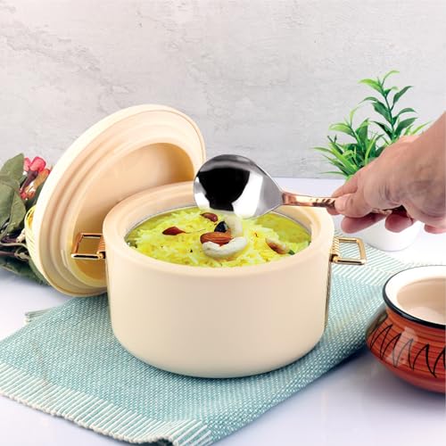 WARMEO Majestic Inner Stainless Steel Casserole 1200ml Ivory | PU Insulated | BPA Free | Food Grade | Easy to Carry | Easy to Store | Chapati | Roti | Curd Maker - Image 5