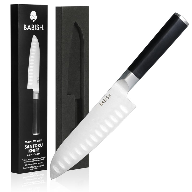 Babish أدوات المائدة من فولاذ الكربون العالي 1.4116 الألماني من بابيش، سكين مطبخ سانتوكو 6.5 إنش - Image 1