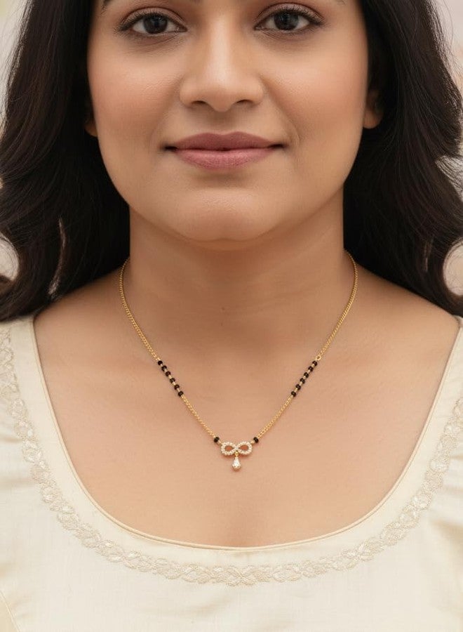 JHB Diamond Mangalsutra Chain short Tanmaniya Traditional Black Bead Mangalsutra for women - Image 2