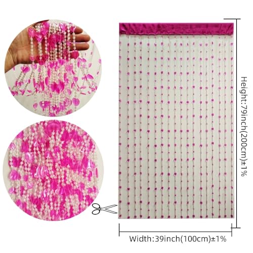 ave split Beaded Curtain Doorways Acrylic Hanging Heart shape Door Beads String Curtains Tassel Room Divider Screen Decor for Doorway Window Living Room Wedding (043heart rose red, 39 inch x 78.7 inch) - Image 2