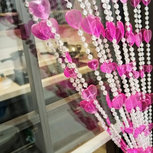 ave split Beaded Curtain Doorways Acrylic Hanging Heart shape Door Beads String Curtains Tassel Room Divider Screen Decor for Doorway Window Living Room Wedding (043heart rose red, 39 inch x 78.7 inch) - Image 4