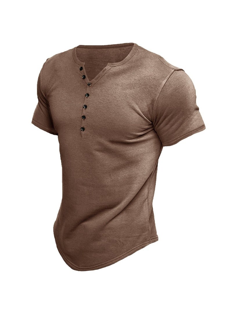 Summer Cotton Collar T-Shirt For Men Short Sleeve Button Casual Tshirt Fashion Tees Mens Clothing - Image 1