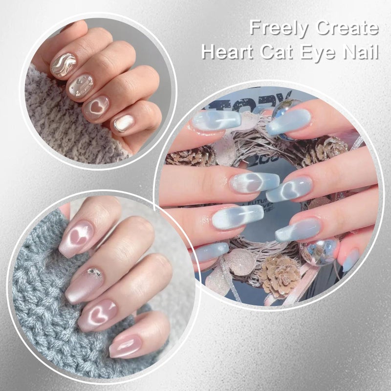 Allstarry Heart Magnet for Nails, Heart Cat Eye Magnet for Nails 4pcs Y-shaped Guide with Strong Magnet for Cat Eye Gel Polish Flexible DIY Nail Cat Eye Magnet for Cat Eye Gel Polish Nail Art Salon - Image 3