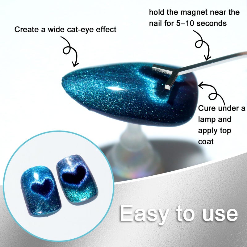 Allstarry Heart Magnet for Nails, Heart Cat Eye Magnet for Nails 4pcs Y-shaped Guide with Strong Magnet for Cat Eye Gel Polish Flexible DIY Nail Cat Eye Magnet for Cat Eye Gel Polish Nail Art Salon - Image 4