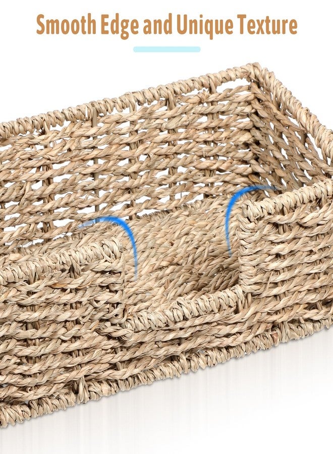 ولهيف حامل مناديل، صينية مناشف ضيوف للاستخدام مرة واحدة، حامل من الخيزران المنسوج من الأعشاب البحرية، سلة مناديل ورقية مربعة، صينية تقديم كوكتيل، إكسسوارات ديكور ريفي بوهيمي للمطبخ والحمام وغرفة الطعام - Image 4