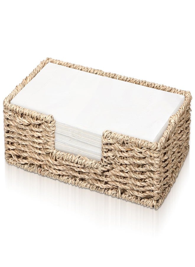 ولهيف حامل مناديل، صينية مناشف ضيوف للاستخدام مرة واحدة، حامل من الخيزران المنسوج من الأعشاب البحرية، سلة مناديل ورقية مربعة، صينية تقديم كوكتيل، إكسسوارات ديكور ريفي بوهيمي للمطبخ والحمام وغرفة الطعام - Image 1