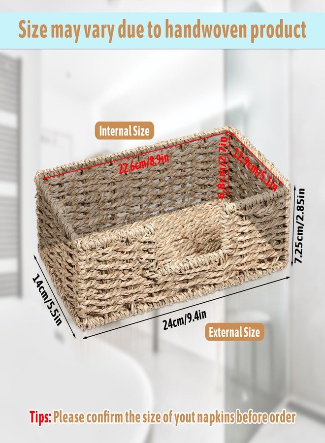 ولهيف حامل مناديل، صينية مناشف ضيوف للاستخدام مرة واحدة، حامل من الخيزران المنسوج من الأعشاب البحرية، سلة مناديل ورقية مربعة، صينية تقديم كوكتيل، إكسسوارات ديكور ريفي بوهيمي للمطبخ والحمام وغرفة الطعام - Image 2